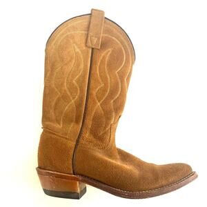 Vintage Acme Western Women’s US 6.5 Cowboy Boots Suede Rough Out Stitched Tan